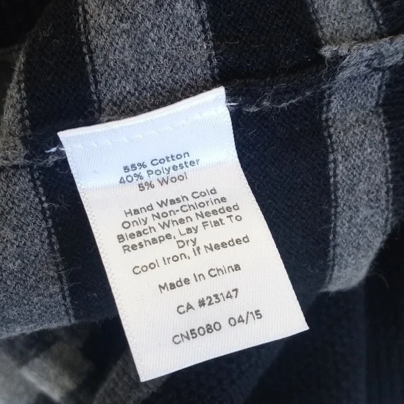 Talbots Wool Blend Black, Grey & Winter White Striped Poncho/ Sweater Poncho S/M - Picture 4 of 12